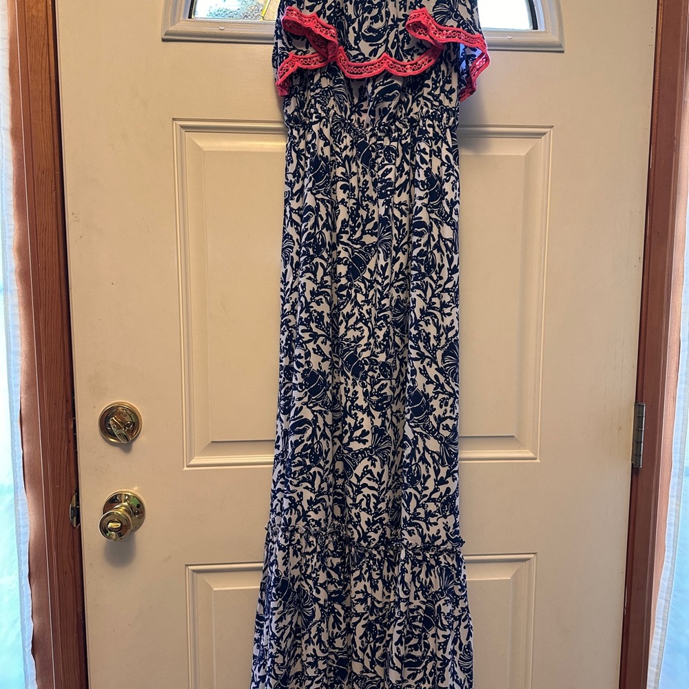 Lilly Pulitzer Adia Maxi Dress Oyster Bay Blue Krillin It